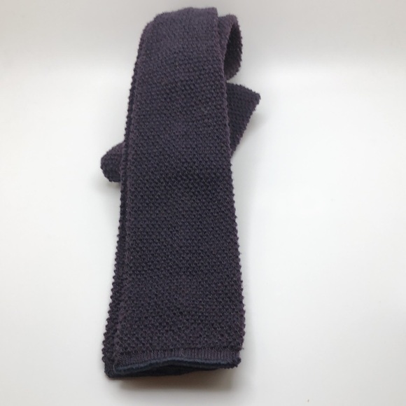 Retro Knit Textured Slim Tie Square Profile VTG Marshall Field’s Dark Blue - Picture 1 of 6